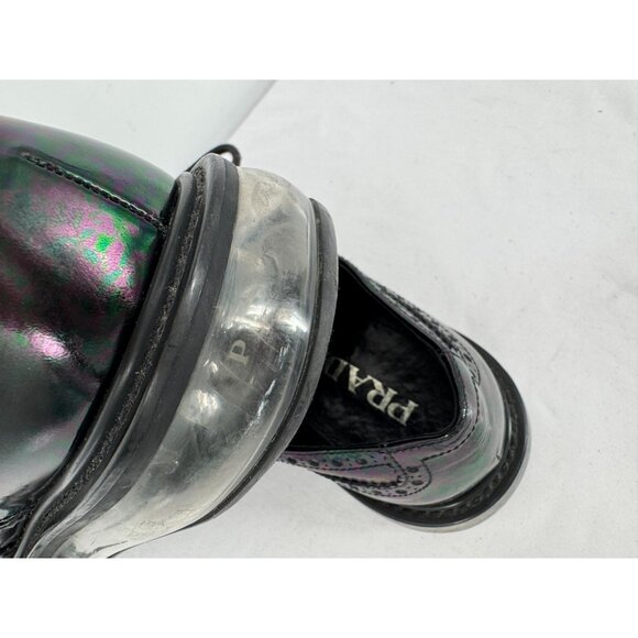 Prada Derby Levitate Black Leather Brogue Air Sole Lace Up Shoes Mens Sz 8 USA - Picture 12 of 15